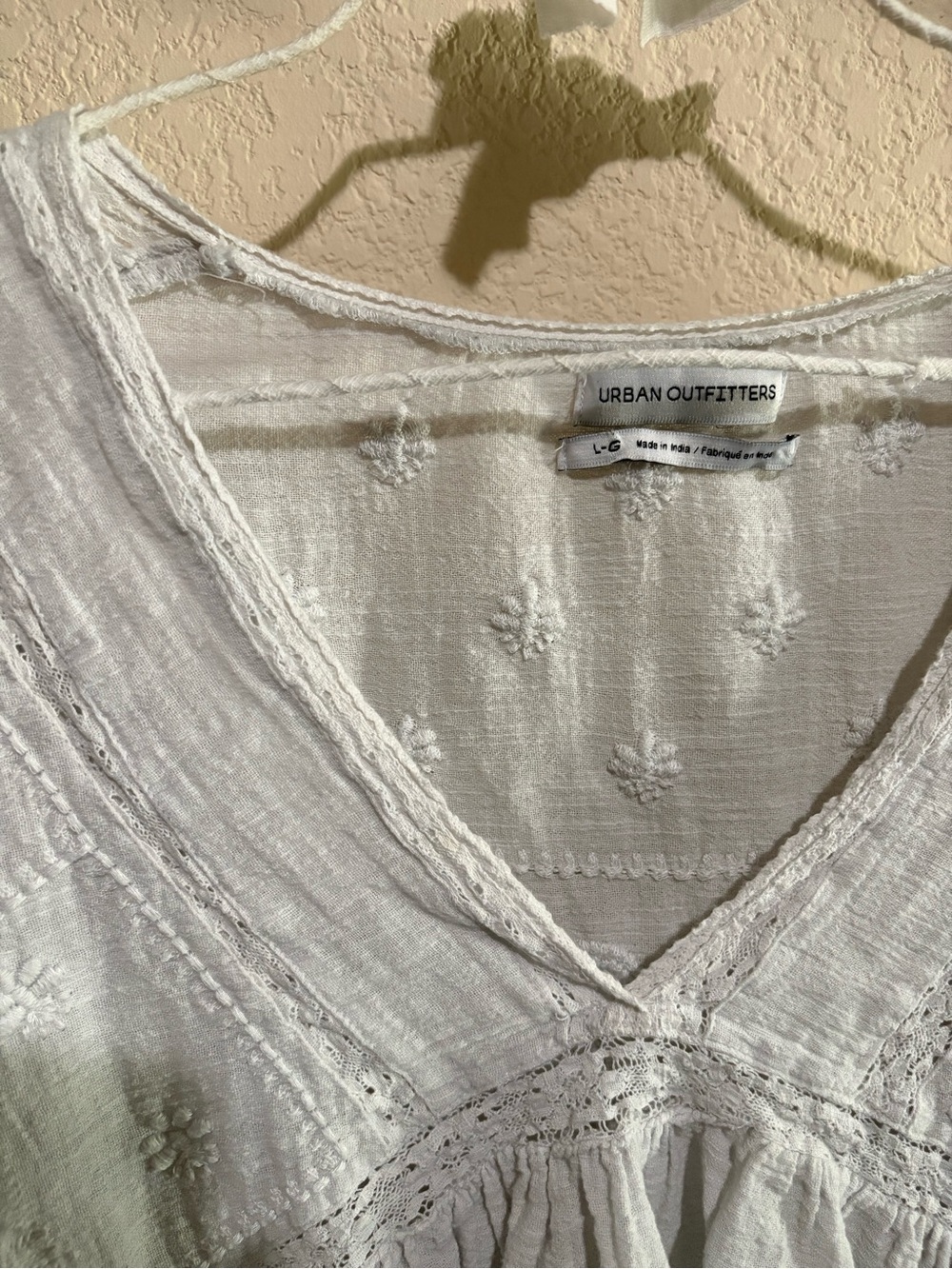 White Ruffle Long Sleeve Peasant Top - Picture 3 of 3